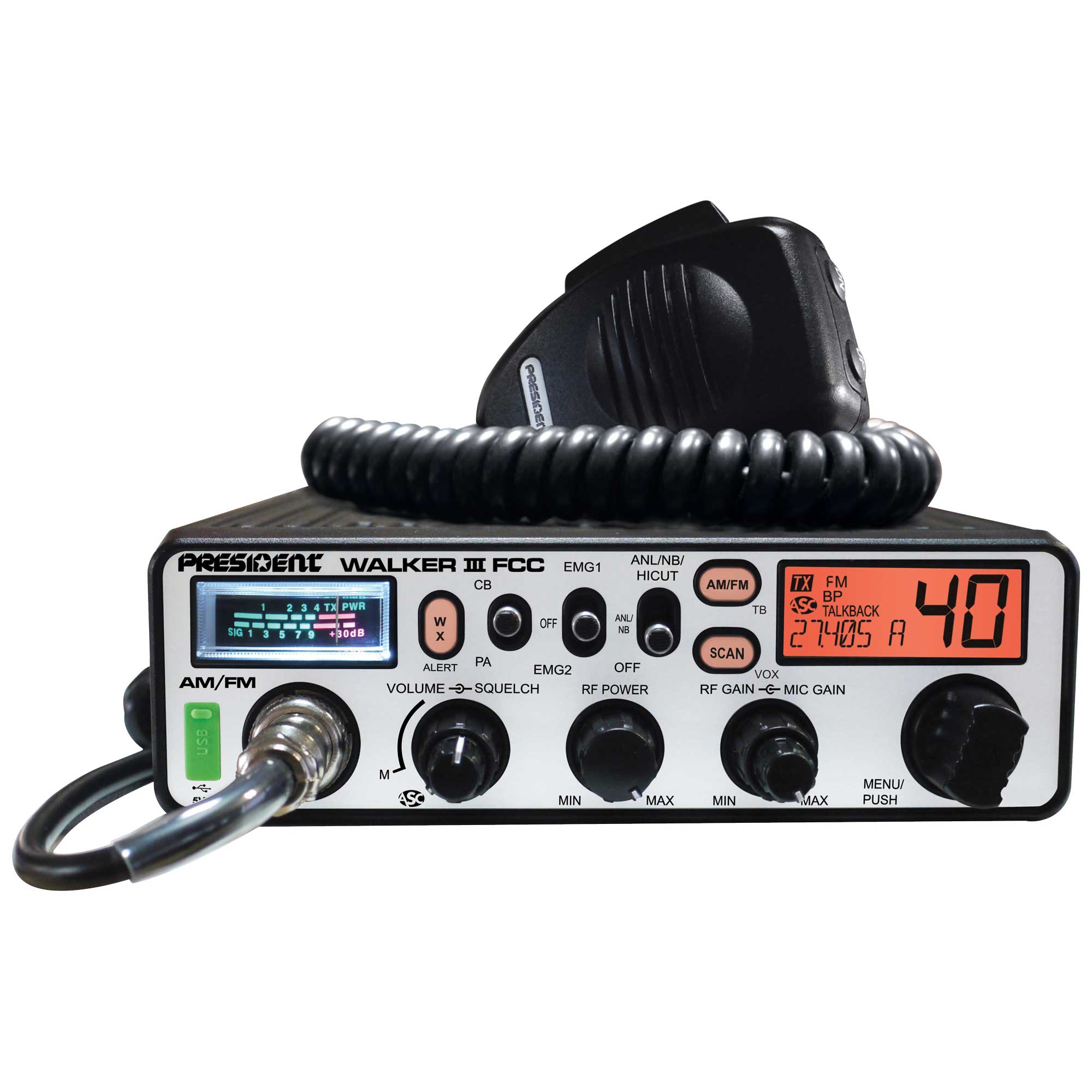 President Walker III FCC AM/FM 40-Channel CB Radio