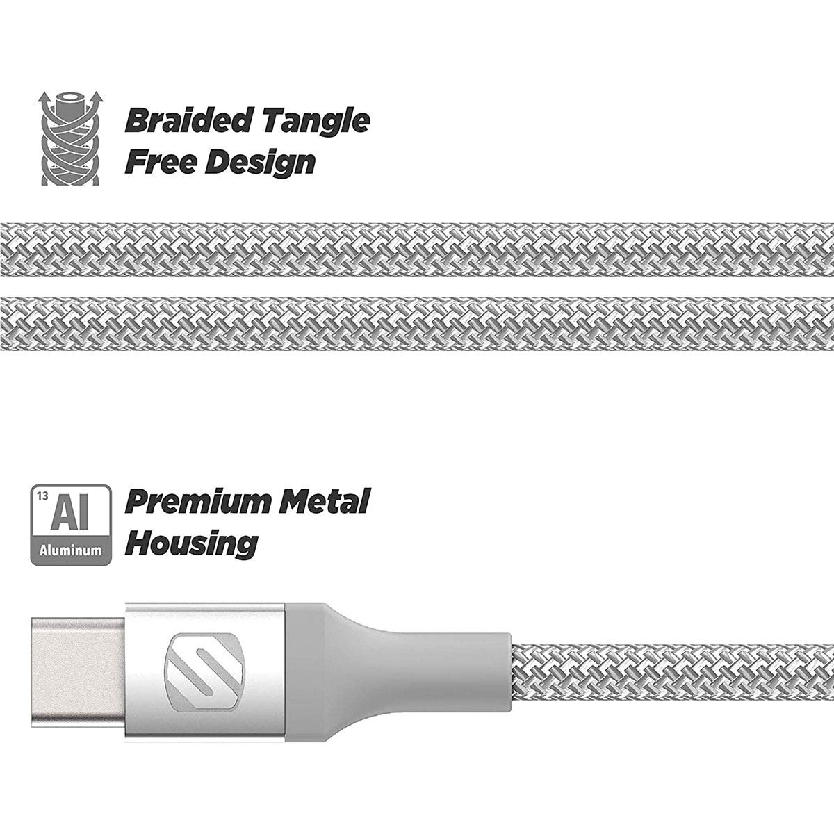 Scosche CAB4SR-SP Strikeline Premium USB to Type-C Sync 4 foot Braided Charging Cable