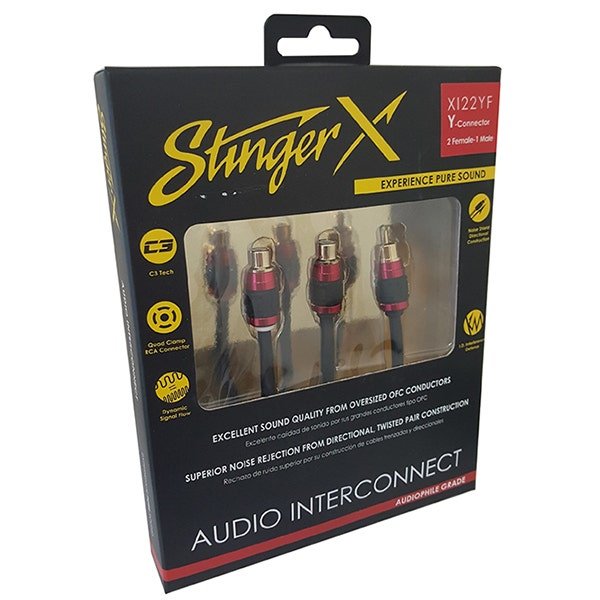 Stinger XI22YF X2 Series 2 Female to 1 Male Y RCA Audio Interconnect