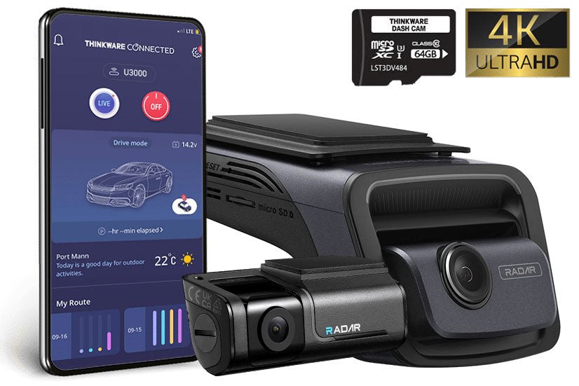 Thinkware U3000 4K UHD Front and Rear Dash Camera Bundle