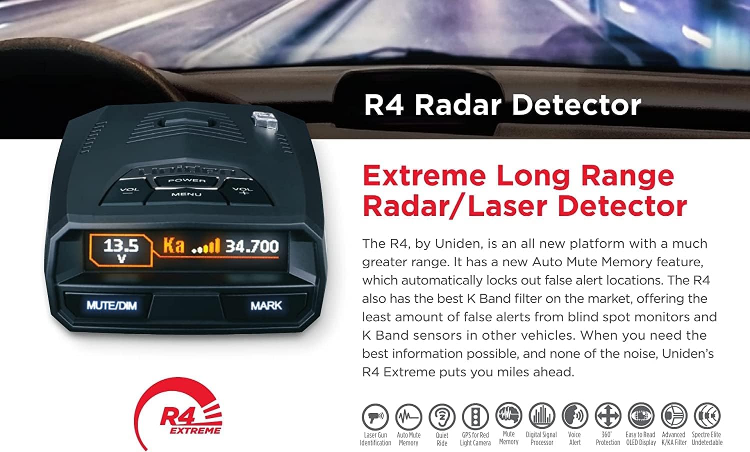 uniden-r4-long-range-laserradar-detector-gps-camera-alerts-1080p-dash-cam-693179