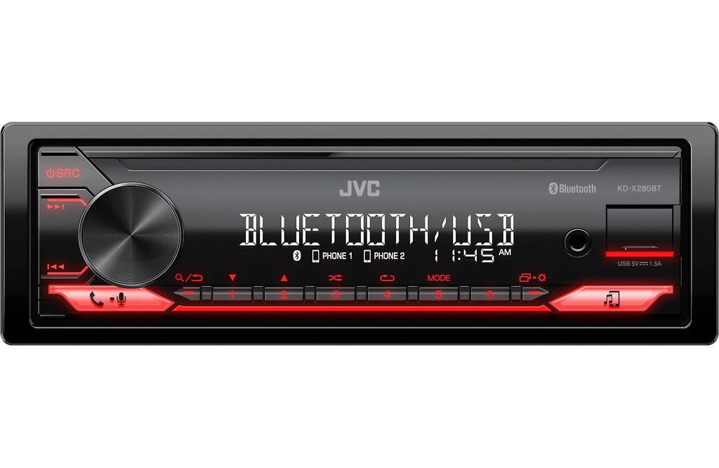 JVC KD-X280BT 1-DIN Bluetooth Car Stereo, USB Port, 13-Band EQ, Detach –  Car Toys
